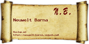 Neuwelt Barna névjegykártya